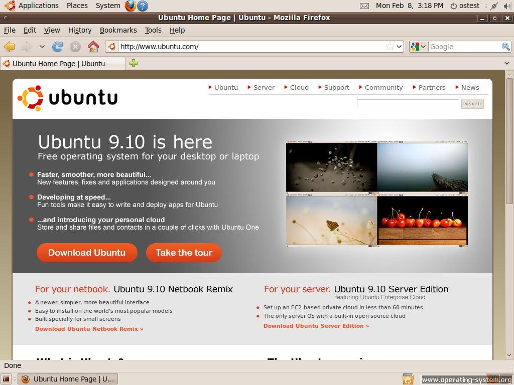 Screenshot: linux ubuntu ubuntu910 10
