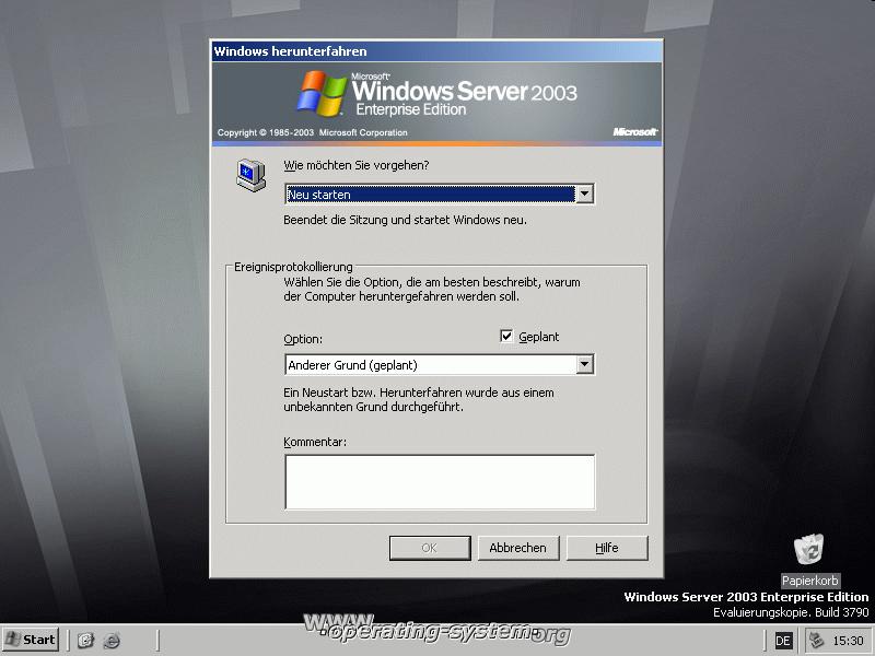 Bildschirmfoto: microsoft srv2k3 winsrv2k3ee y
